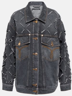 Traper jakna s izlizanim efektom Versace plava