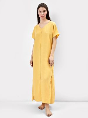 Льняное длинное платье из вискозы Mark Formelle желтое