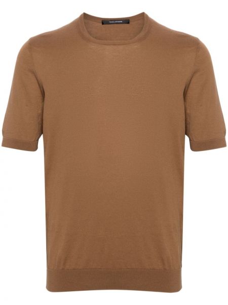 T-shirt en tricot col rond Tagliatore marron