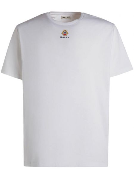 T-krekls ar izšuvumiem ar apaļu kakla izgriezumu Bally balts