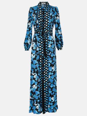 Květinové dlouhé šaty Diane Von Furstenberg modré