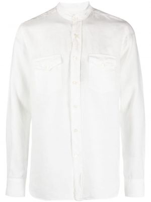 Lněná košile se stojáčkem Canali bílá