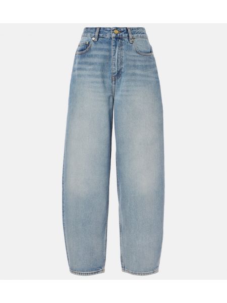 Høy midje boyfriend jeans Ganni blå