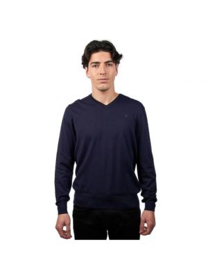Sweter z wełny merino Hackett niebieski