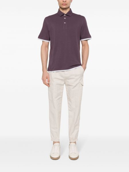 Polo marškinėliai Brunello Cucinelli violetinė