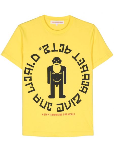 Tricou din bumbac cu imagine Walter Van Beirendonck galben