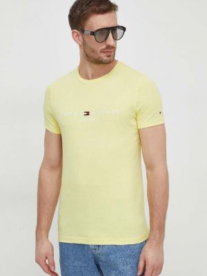 Koszulka bawełniana Tommy Hilfiger żółta