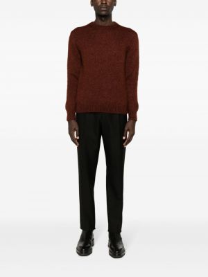 Moherowy sweter z okrągłym dekoltem Massimo Alba brązowy