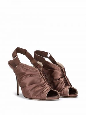 Lahtise kannaosaga satiinist sandaalid Dolce & Gabbana pruun