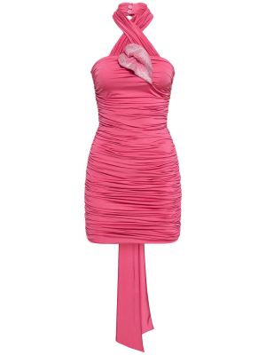 Mini vestido de raso drapeado Giuseppe Di Morabito rosa