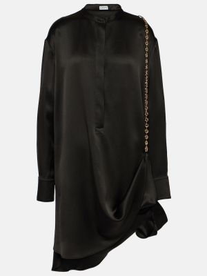 Μεταξωτή σατέν μάξι φόρεμα Loewe μαύρο