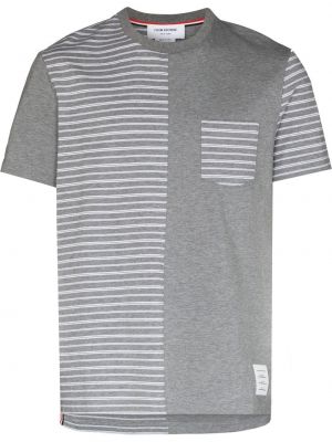 Thom Browne T-shirt con inserto a righe grigio