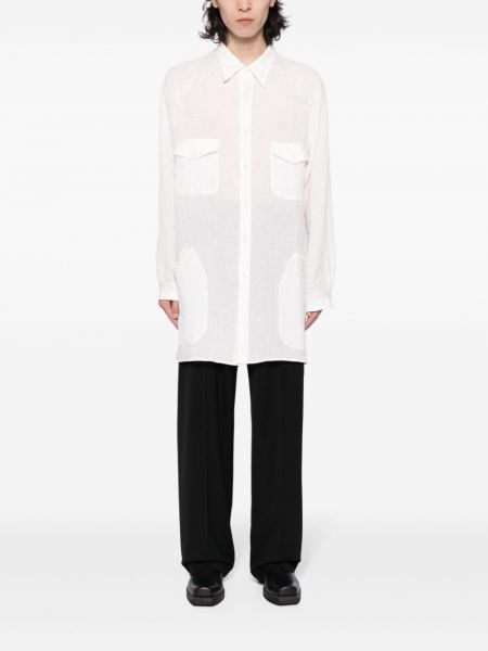 Lněná košile Yohji Yamamoto bílá
