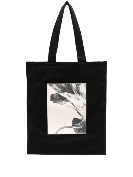 Φλοράλ τσάντα shopper με σχέδιο Y-3 μαύρο