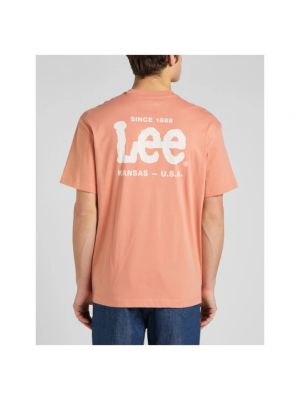Koszulka bawełniana Lee różowa
