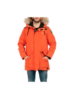 Płaszcz zimowy z kapturem Museum pomarańczowy