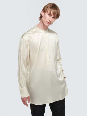 Jedwabna satynowa koszula Dolce&gabbana biała