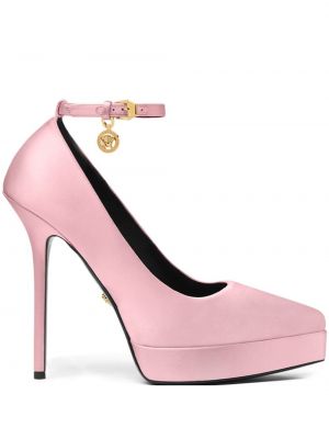 Сатенени полуотворени обувки на платформе Versace