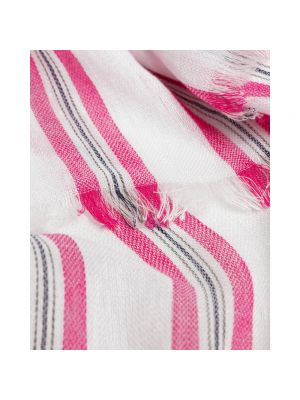 Bufanda de lino de algodón a rayas Gant rosa