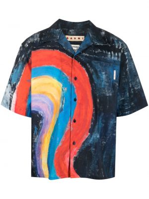 Abstrakte hemd aus baumwoll mit print Marni blau