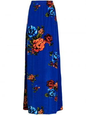 Kvetinová zamatová dlhá sukňa s potlačou Vetements modrá