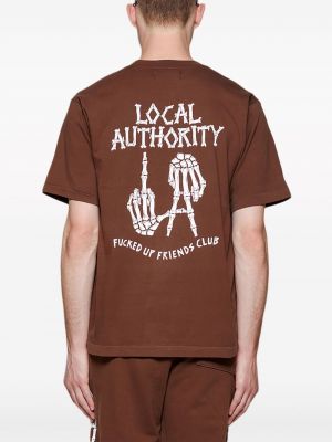 Raštuotas marškinėliai Local Authority ruda