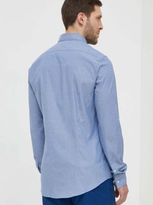 Péřová slim fit košile s knoflíky Calvin Klein modrá
