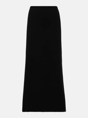 Bavlnená vlnená dlhá sukňa Fforme čierna