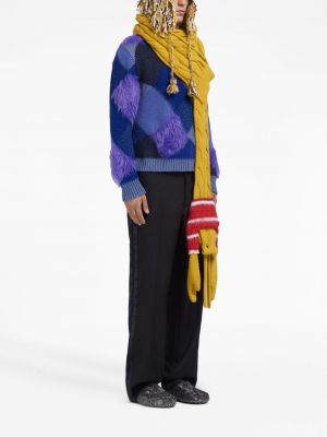 Sweter z futerkiem z wzorem argyle Marni