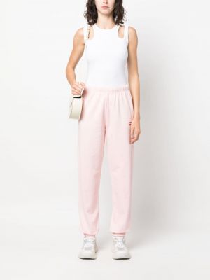 Bavlněné sportovní kalhoty s výšivkou Kenzo růžové