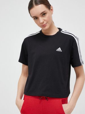 Памучна тениска Adidas черно