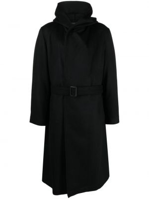 Παλτό με κουκούλα Yohji Yamamoto μαύρο