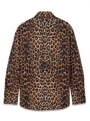 Leopardí hedvábná košile s potiskem Saint Laurent
