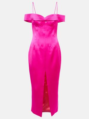 Satenska midi haljina Rasario ružičasta