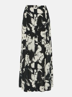 Kvetinová dlhá sukňa Ganni čierna