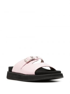 Kožené sandály s přezkou Reike Nen růžové