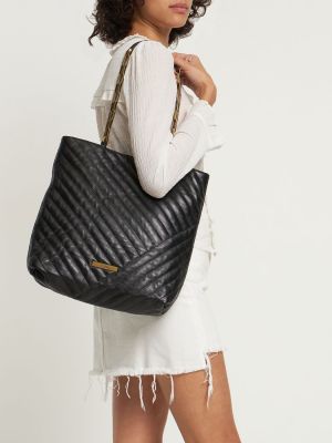 Prešívaná kožená nákupná taška Isabel Marant čierna