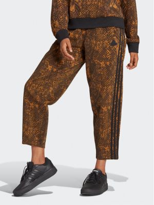 Pantaloni sport cu dungi cu croială lejeră Adidas maro