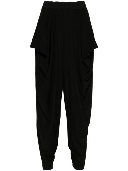 Rastezljive hlače s draperijom Issey Miyake crna