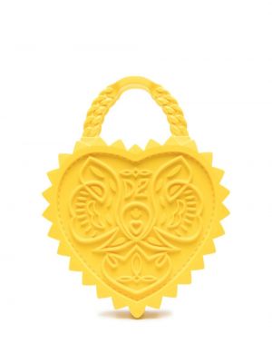 Usnjena nakupovalna torba z vzorcem srca Dsquared2 rumena