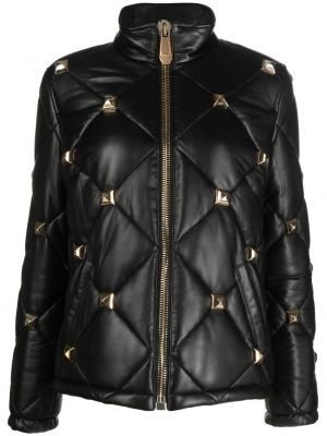Kožená bunda s cvočkami Philipp Plein čierna