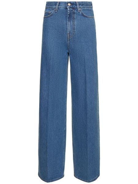 Bavlněné džíny relaxed fit Totême modré