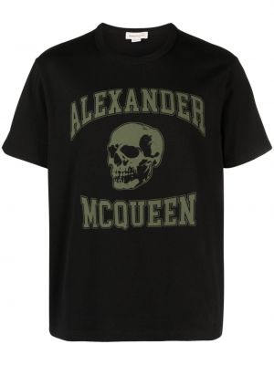 Памучна тениска с принт Alexander Mcqueen черно