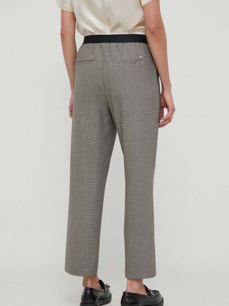 Jednobarevné kalhoty s vysokým pasem Tommy Hilfiger šedé