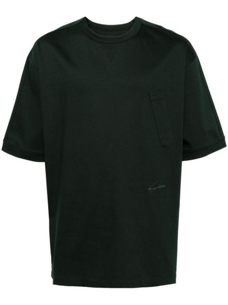 Kokvilnas t-krekls ar izšuvumiem Songzio zaļš
