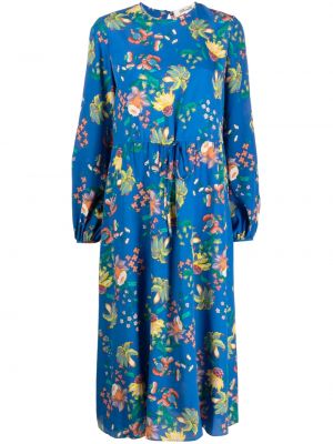 Dolga obleka s cvetličnim vzorcem s potiskom Dvf Diane Von Furstenberg modra