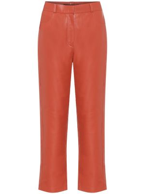 Usnjene ravne hlače z visokim pasom Zeynep Arcay rdeča