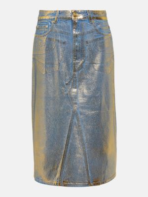 Spódnica jeansowa Ganni złota