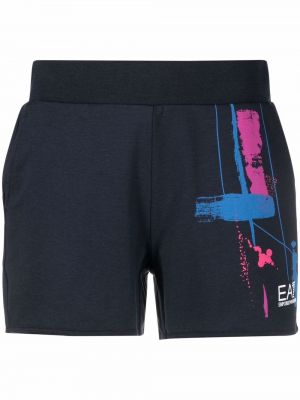 Kratke hlače s potiskom Ea7 Emporio Armani modra