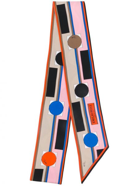 Pañuelo de seda con estampado con estampado geométrico Emilio Pucci naranja